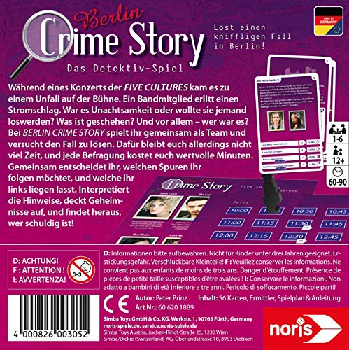 Noris 606201889 Crime Story - Juego de Cartas de Krimi basado en la Historia de Berlín, a Partir de 12 años