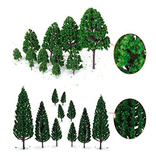 NUOLUX 22 piezas verde mini árbol de modelo arquitectónico en el escenario de árboles