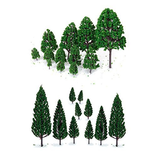 NUOLUX 22 piezas verde mini árbol de modelo arquitectónico en el escenario de árboles