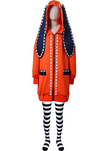 NUWIND Disfraz de anime para Halloween, Yomoduki Runa naranja conejo Masquerade Trajes Compulsivos Gambler Mujer Sudadera con Calcetines para Niños