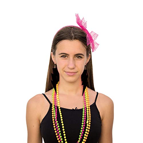 Oblique Unique® Pendientes para mujer con diseño de rayo de los años 80 y 80, color rosa, negro y verde neón, color a elegir (negro)