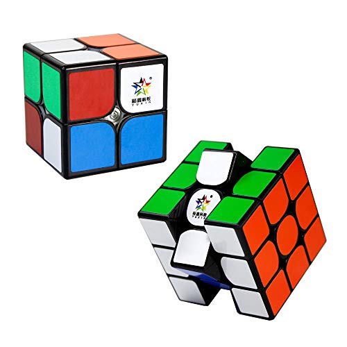 OJIN YuXin Little Magic Cube Bundle 2x2 3x3 Bright Cube Set Smooth Puzzle Sets-Pack de 2 Smooth Puzzle Cube 2x2x2 3x3x3, Colección Yuxin Cube (Negro)