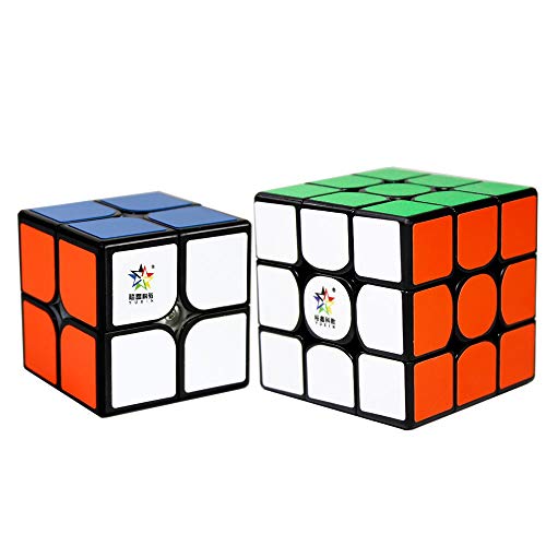 OJIN YuXin Little Magic Cube Bundle 2x2 3x3 Bright Cube Set Smooth Puzzle Sets-Pack de 2 Smooth Puzzle Cube 2x2x2 3x3x3, Colección Yuxin Cube (Negro)