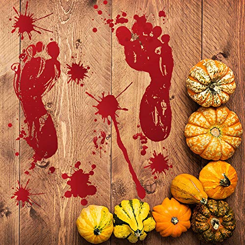 Omenluck - 5 pegatinas de Halloween con diseño de huellas de manos con salpicaduras de sangre para Halloween