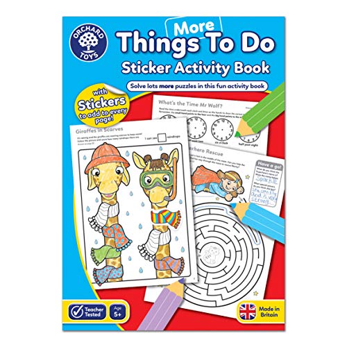 Orchard Toys Libro para colorear con pegatinas More Things To Do – Libro de actividades educativas – 5 años + CB13