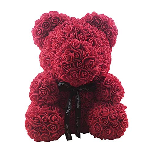 Oso de rosa artificial – oso de peluche rosa en cada rosa – oso de flores perfecto para aniversario, oso de rosa, madres, oso de peluche. 25,4 cm