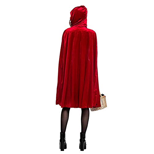 OwlFay Mujer Disfraz Deluxe Caperucita Roja con Capa Vestido de Carnaval Princesa Fancy Cosplay Rojo A M