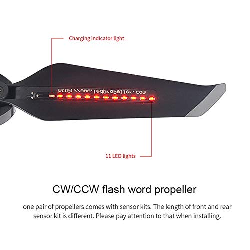O'woda Mavic 2 Hélices USB Recargable Luz LED Flash Word Cuchillas 8743 Propellers de bajo ruido para DJI Mavic 2 Pro /Zoom Drone Novedad Accesorios de regalo creativos Accesorios de confesión (1 par)