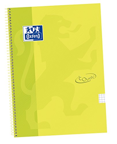 Oxford Touch - Cuaderno espiral tapa extradura, Fº, 4 x 4 c/m, color lima