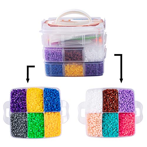 PandaHall Lote de 5000 Abalorios 12 Colores aleatorios Melty Beads Repuestos con Accesorios para incluidos Accesorios de Banda del Pelo Pinzas de Pelo de cocodrilo Anillo de plastico hama Beads