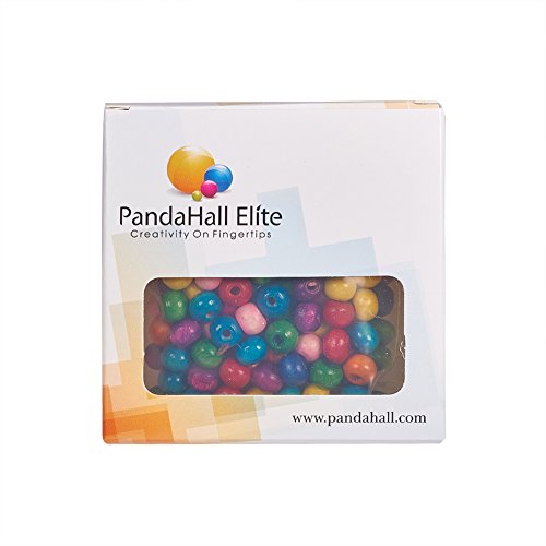 Pandahall Precio por 200 Piezas Cuentas de Madera Mezclados Redondas,sin Plomo, Tenido, 7x6 mm, Agujero: 3 mm
