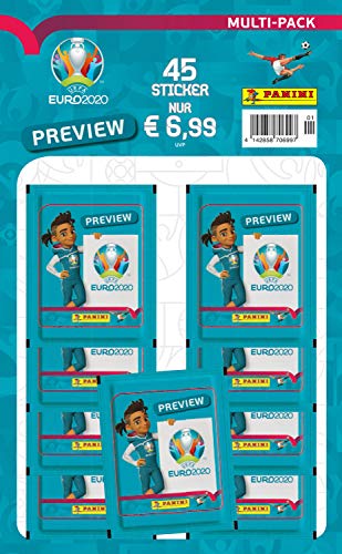 Panini EURO 2020 Preview, pegatinas coleccionables, colección especial, multipack con 9 bolsas (45 pegatinas)