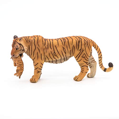 Papo- Figura Tigre Hembra con Cachorro 3,5X14,5X6,5CM, Multicolor (50118)