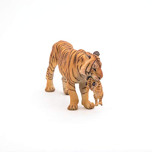 Papo- Figura Tigre Hembra con Cachorro 3,5X14,5X6,5CM, Multicolor (50118)