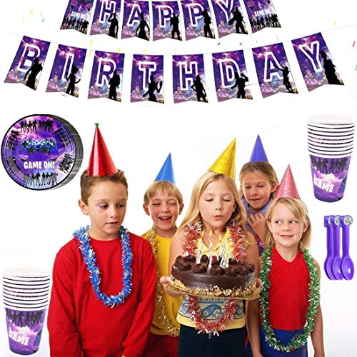 Paquete de 2 Favores de la fiesta de los videojuegos - BESLIME fuentes para la fiesta Decoraciones de cumpleaños con fiesta, mantel 70"X42", regalos perfectos para niños