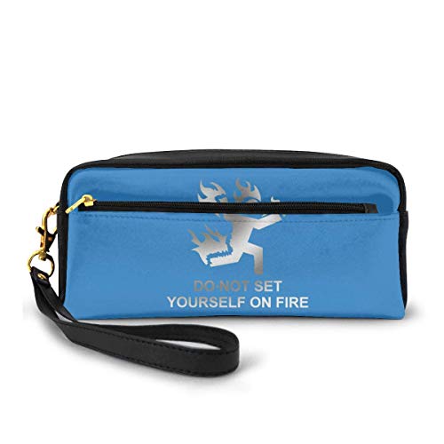 Pen Zipper Bag,No Se Prenda Fuego Bolsa De Papelería De Cuero Pu, Estuches De Lápices De Moda Para Viajes Escolares Al Aire Libre,20x5.5x8.5cm