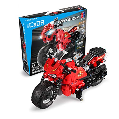 PEXL Juego de construcción para motocicleta, de Technic Racing, modelo de moto con mando a distancia 2,4 G y motores, 480 bloques de sujeción, compatible con Lego Technic