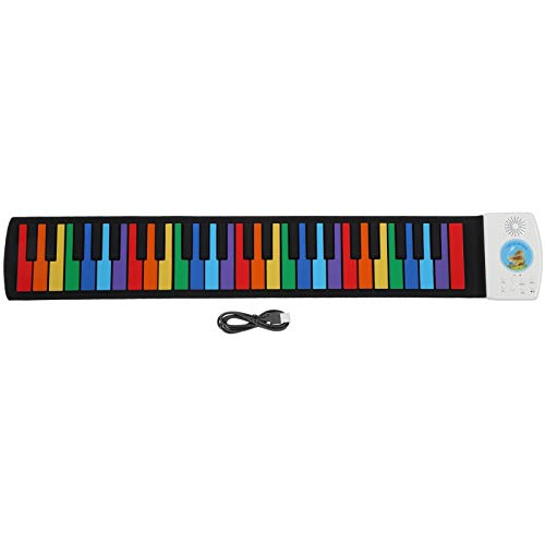 Piano enrollable, silicona 49 teclas enrollar piano color arcoíris enrollar a mano teclados de piano regalo de cumpleaños de Navidad