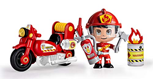Pinypon Action - Moto de Bombero con 1 figurita, para niños y niñas de 4 a 8 años (Famosa 700014783)