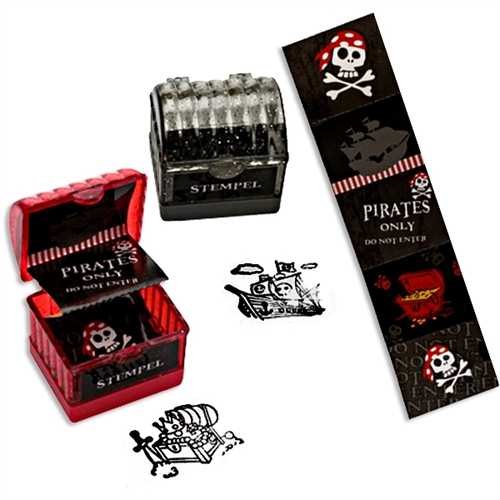 Pirates Only – Cofre del Tesoro de sellos con 5 Piratas de pegatinas