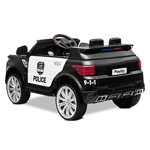 Playkin COP CAR - Coche de policia de bateria 12V niños 3-8 años con luces, sonidos, mando juguetes infantiles coches de bateria