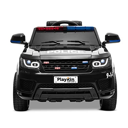 Playkin COP CAR - Coche de policia de bateria 12V niños 3-8 años con luces, sonidos, mando juguetes infantiles coches de bateria