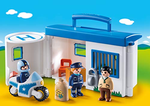 Playmobil- 1.2.3 Comisaría Policía Maletín Juego con Accesorios, Multicolor (9382)
