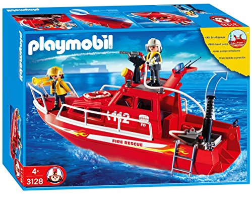 PLAYMOBIL 3128 - Barco de bomberos con bomba a presión