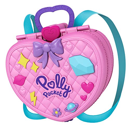 Polly Pocket Mochila Paruqe de Diversiones, mochila con muñeca y accesoris (Mattel GYK91), Embalaje sostenible