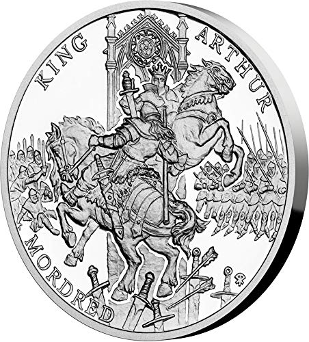 Power Coin Arthur and Mordred The Legend of King Arthur 1 Oz Moneda Plata 1$ Niue 2021