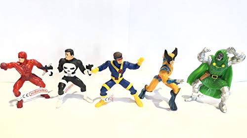 Promohobby Pack 5 Figuras Superheroes Marvel. Ciclope, Dared Evil, Lobezno, Doctor Muerte y The Punisher.