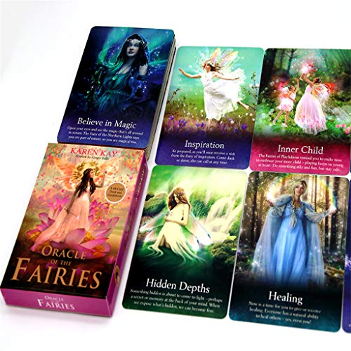 QIANGU Tarot, Oracle of The Fairies 44 Cards Deck and Guidebook Juego de Mesa de Fiesta de Tarot en inglés