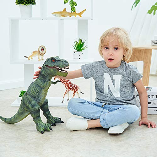 RECUR Grande Tyrannosaurus Rex Juguete de Dinosaurio Modelo de plástico 22.8pulgada, Colossal Collectibles o Regalos creativos para niños Juguetes (Verde Oscuro)
