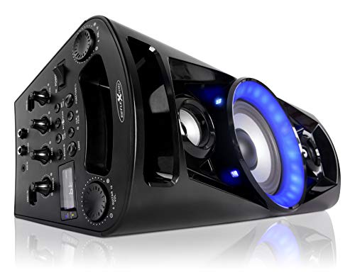 Reflexion PS07BT - Máquina móvil de sonido disco (con Bluetooth, radio, 2 x USB, entrada auxiliar, función de karaoke y batería), color negro