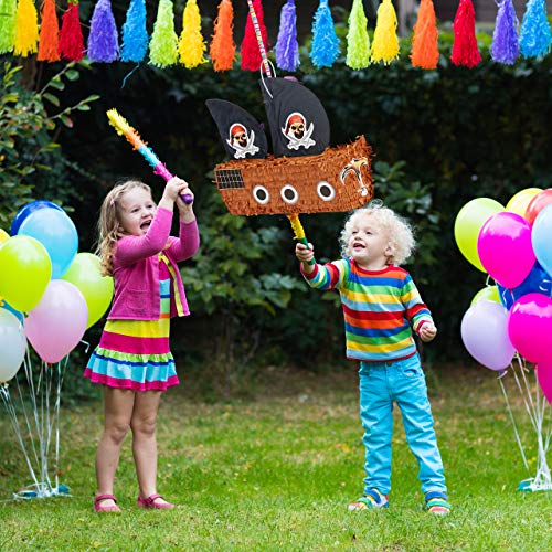 Relaxdays Piñata Barco Pirata sin Relleno, Papel, Negro-Marrón, 35 x 44 x 15 cm, Color (10022570)