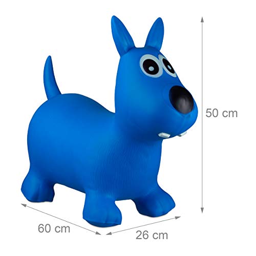 Relaxdays- Saltador Hinchable Perro para Niños hasta 50 Kg sin BPA, Plástico, Color azul, 50 x 26 x 60 cm (10024990_45) , color/modelo surtido