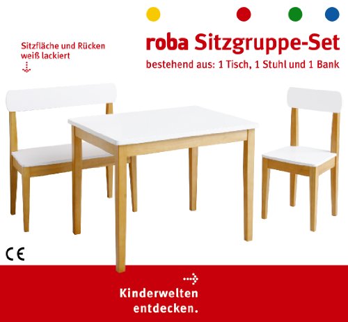 roba-kids - Set de mesa de juegos silla y banco, multicolor (Roba Baumann 50810)