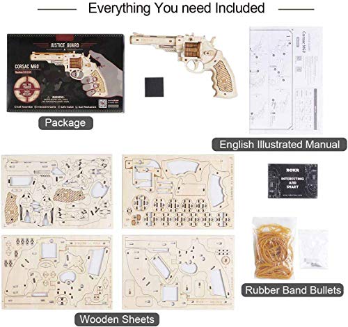 Robotime Toys Gun - Kit de construcción mecánica Modelo 3D Puzzle de Madera para niños de 14 años (Corsac M60)