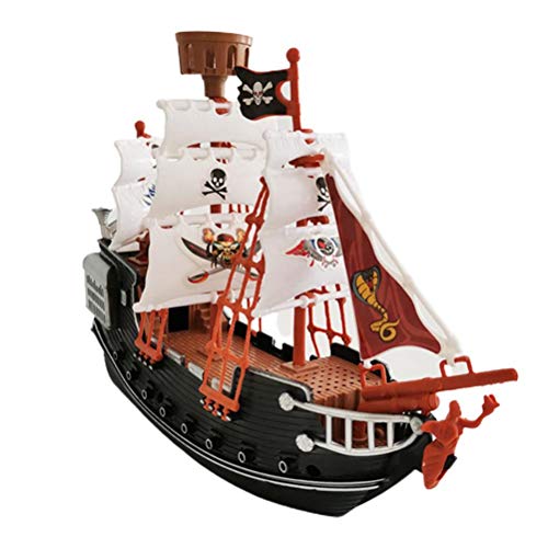 Roexboz Barco de madera para modelar barco pirata, buque de matadero, adornos de seguridad, barco pirata duradero, modelo para niños