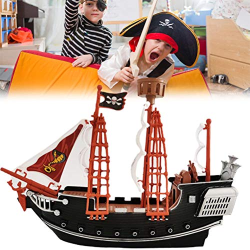 Roexboz Barco de madera para modelar barco pirata, buque de matadero, adornos de seguridad, barco pirata duradero, modelo para niños