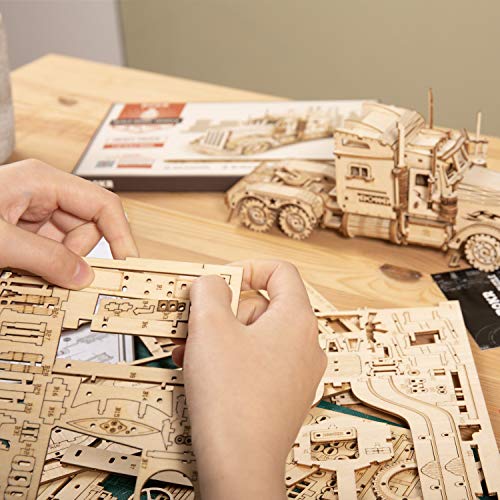 ROKR Car Madera Maquetas para Construir - Maquetas para Montar - Set de Construcción Puzzle 3D para niños y Adultos (Heavy Truck)
