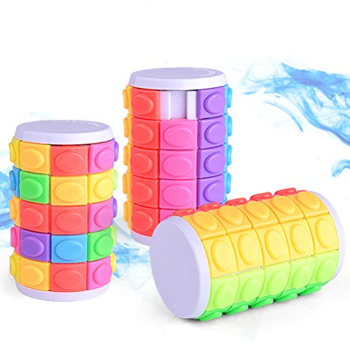 Rompecabezas de cubo mágico cilíndrico, cubo de rompecabezas en 3D torre de rompecabezas cubo de cilindro rompecabezas de cerebro juegos mentales juguetes educativos gire diapositivas cubo mágico
