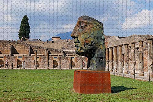 Rompecabezas para Adultos Italia Nápoles Pompeya Estatua Rompecabezas 1000 Piezas Recuerdo de Viaje de Madera