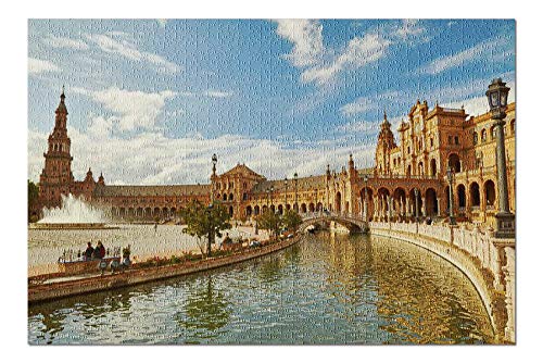 Rompecabezas Puzzle Rompecabezas de Madera Sevilla España - Los visitantes pasean por la Plaza de España 75.5X50.3CM