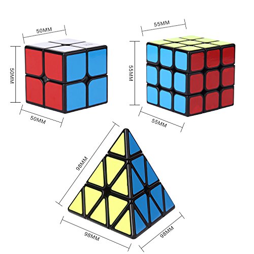 ROXENDA Cubos de Velocidad, Original Magic Cube Set de 2x2 3x3 Pyramid Speed ​​Cube, Fácil Rotación & Juego Suave - Qiyi Cube Set para Principiantes y Profesionales