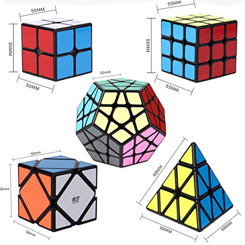 ROXENDA Cubos de Velocidad, Speed Cube Set de 2x2 3x3 Pirámide Megaminx Skew Cube, Torneado Fácil y Juego Suave Magic Cube Colección de Rompecabezas