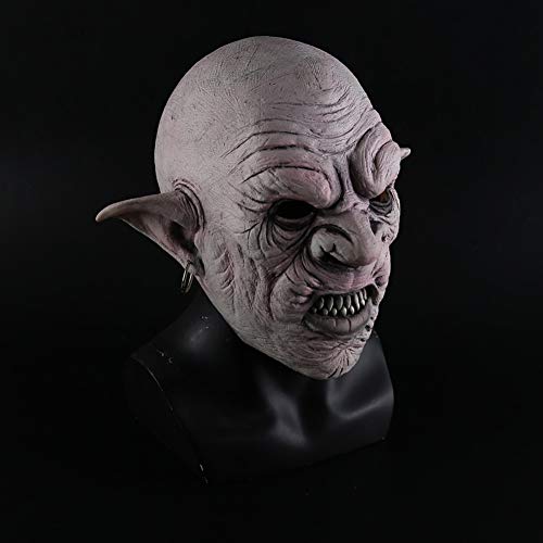 RQQSDHH - Cara de goblins con pendientes en la oreja, Halloween, terror, disfraz espeluznante, fiesta de disfraces, cosplay y hombre de látex, cara aterradora