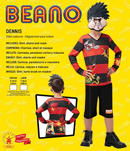 Rubies Disfraz oficial de Dennis The Amenace, para niños, personaje de la semana del libro, talla grande de 7 a 8 años, altura de 128 cm