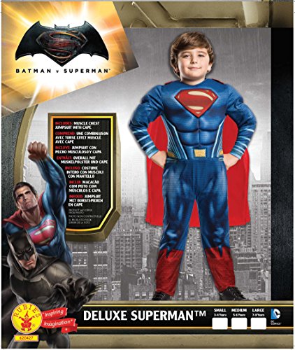 Rubies Superman - Disfraz Batman v Superman para niños, talla L, edad 7-8 años (Altura 128cm / Cintura 56cm)