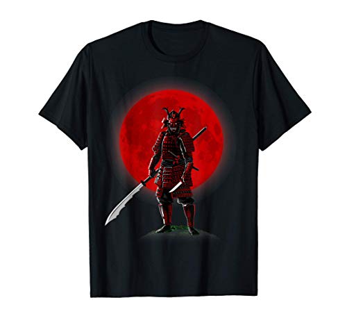 Samurái rojo luna espada ninja japón Camiseta